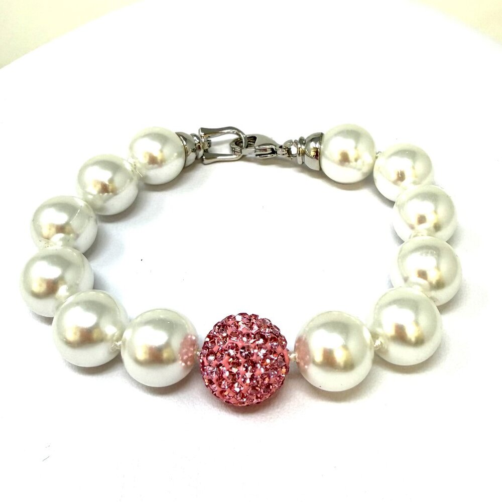 🌹SPRING ELEGANCE Lite Rose Crystal & Pearl Bracelet